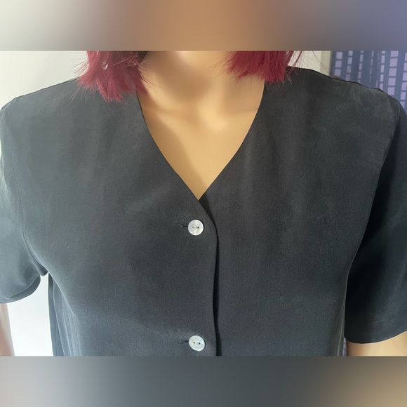 Atlantique 100% silk Black blouse S-M from Nordstrom Vintage - Picture 3 of 7